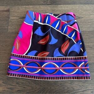 Zara Pink and Blue Patterned Mini Skirt